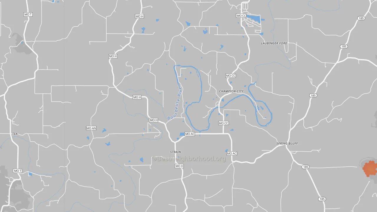 Bike Grade map of Strain, MO