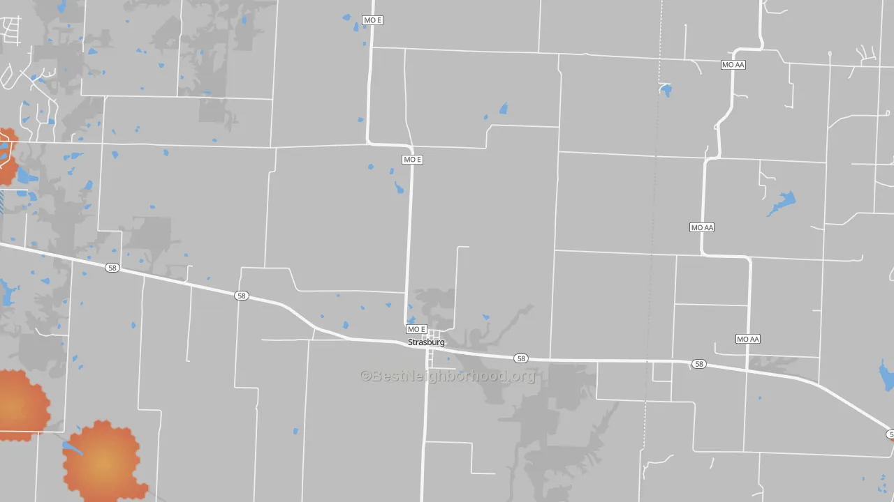 Bike Grade map of Strasburg, MO