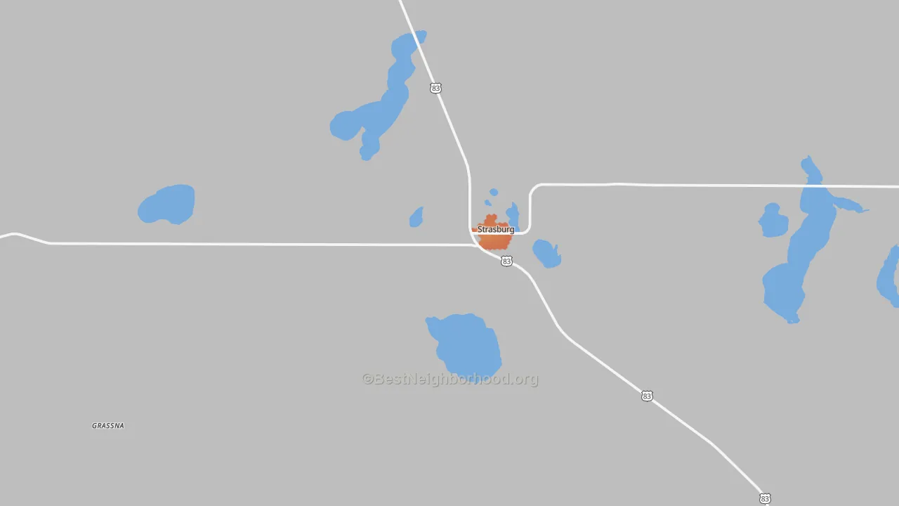 Bike Grade map of Strasburg, ND