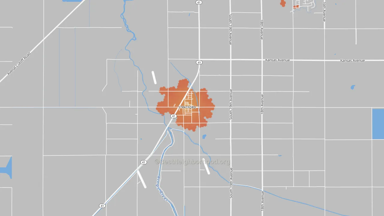 Bike Grade map of Stratford, CA