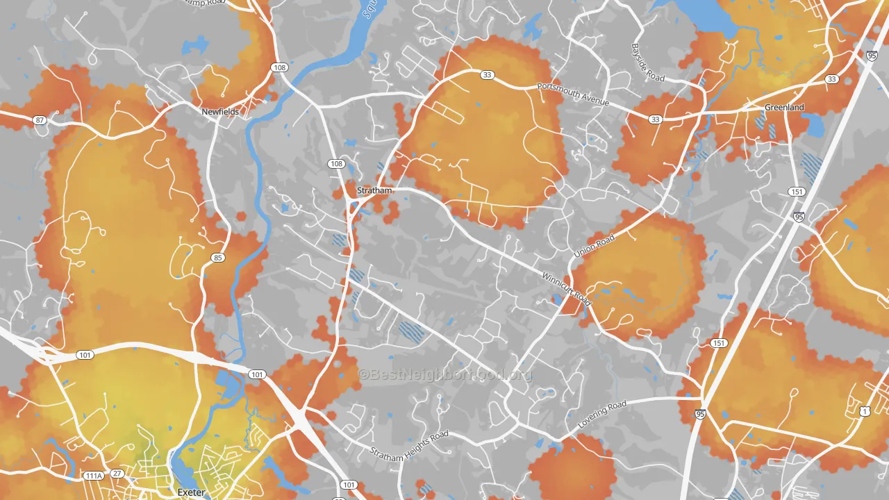 Bike Grade map of Stratham, NH