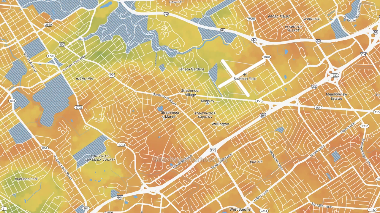 Bike Grade map of Strathmoor Village, KY