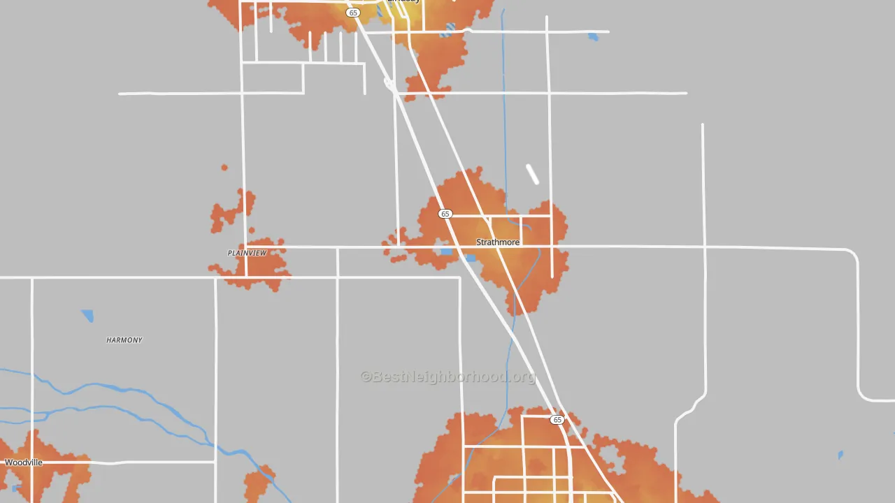Bike Grade map of Strathmore, CA