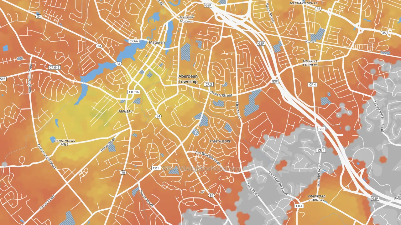 Bike Grade map of Strathmore, NJ