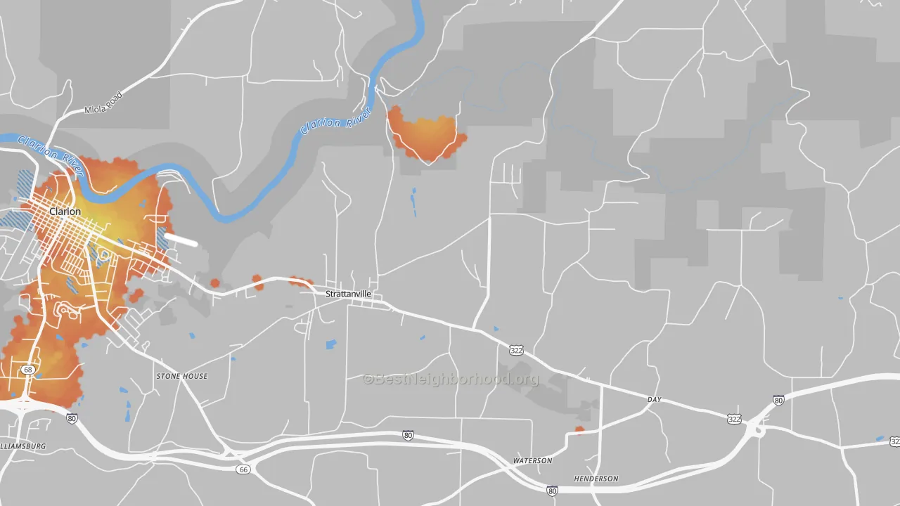 Bike Grade map of Strattanville, PA