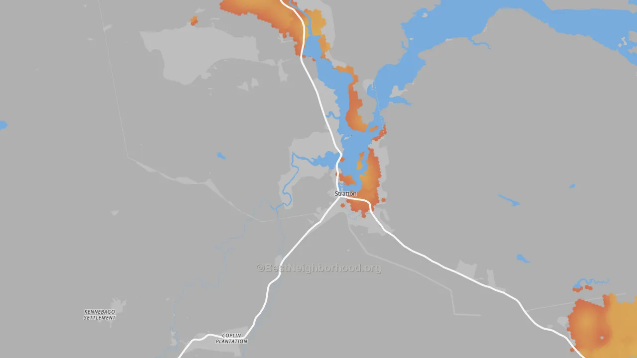 Bike Grade map of Stratton, ME