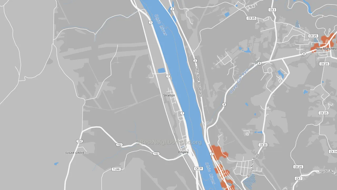 Bike Grade map of Stratton, OH