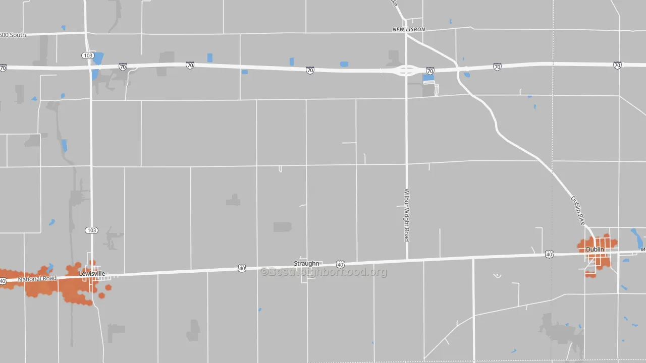 Bike Grade map of Straughn, IN