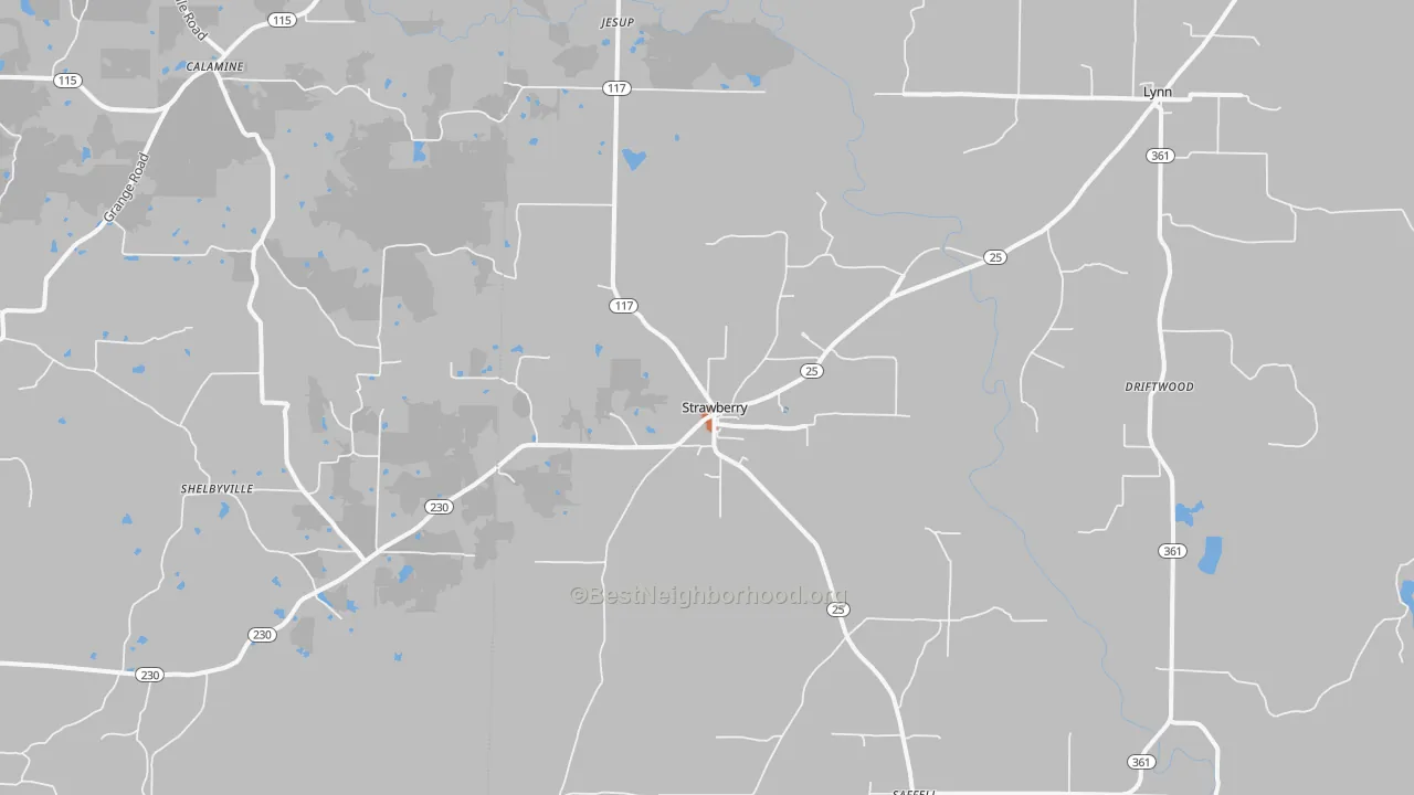 Bike Grade map of Strawberry, AR