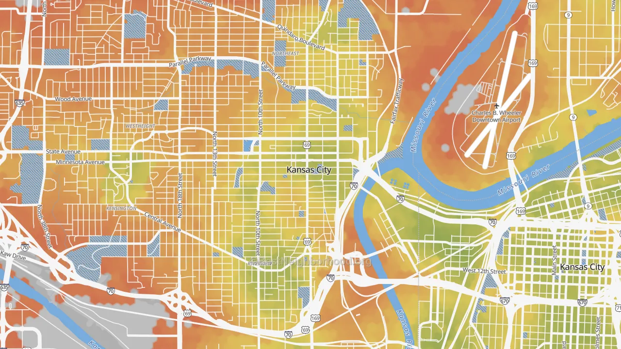 Bike Grade map of Strawberry Hill, Kansas City, KS