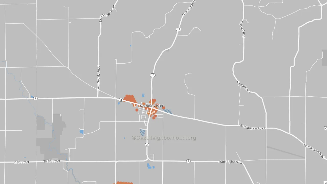 Bike Grade map of Strawberry Point, IA