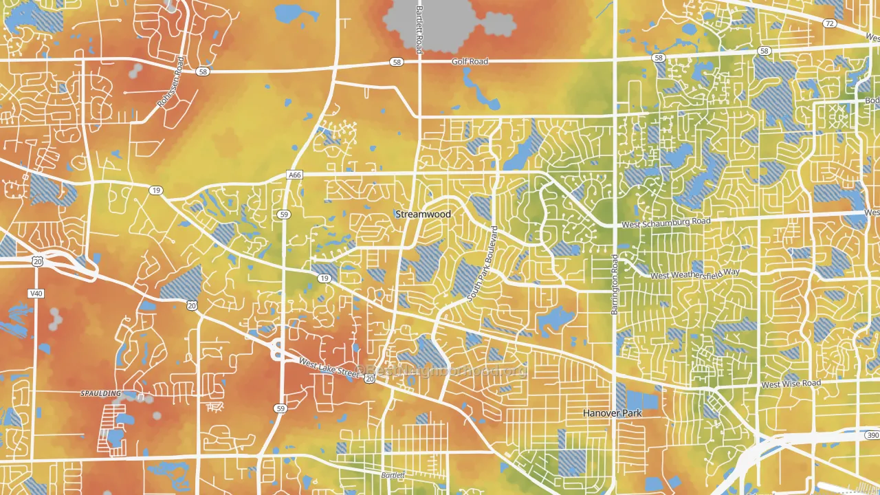 Bike Grade map of Streamwood, IL