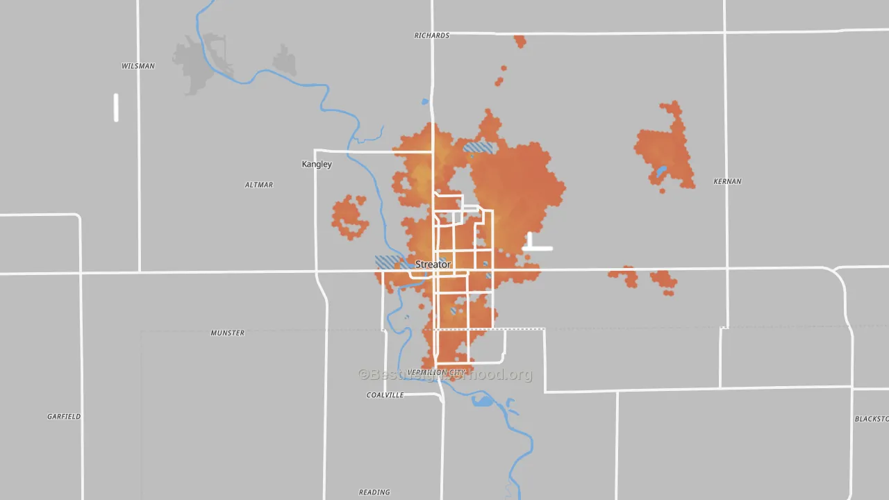Bike Grade map of Streator, IL