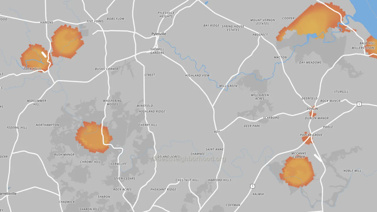 Bike Grade map of Street, MD