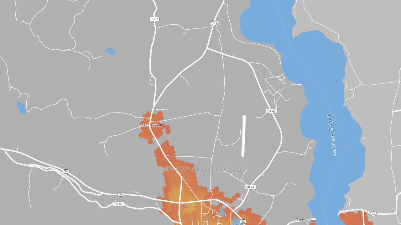 Bike Grade map of Street Road, NY