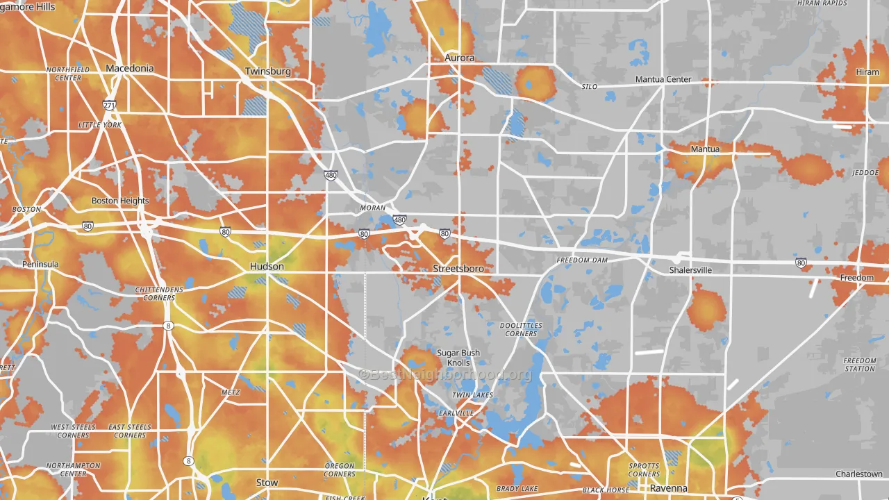Bike Grade map of Streetsboro, OH