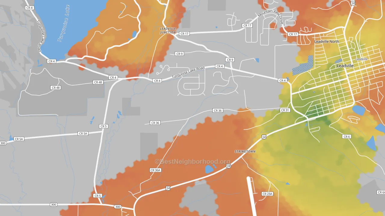 Bike Grade map of Stringtown, CO