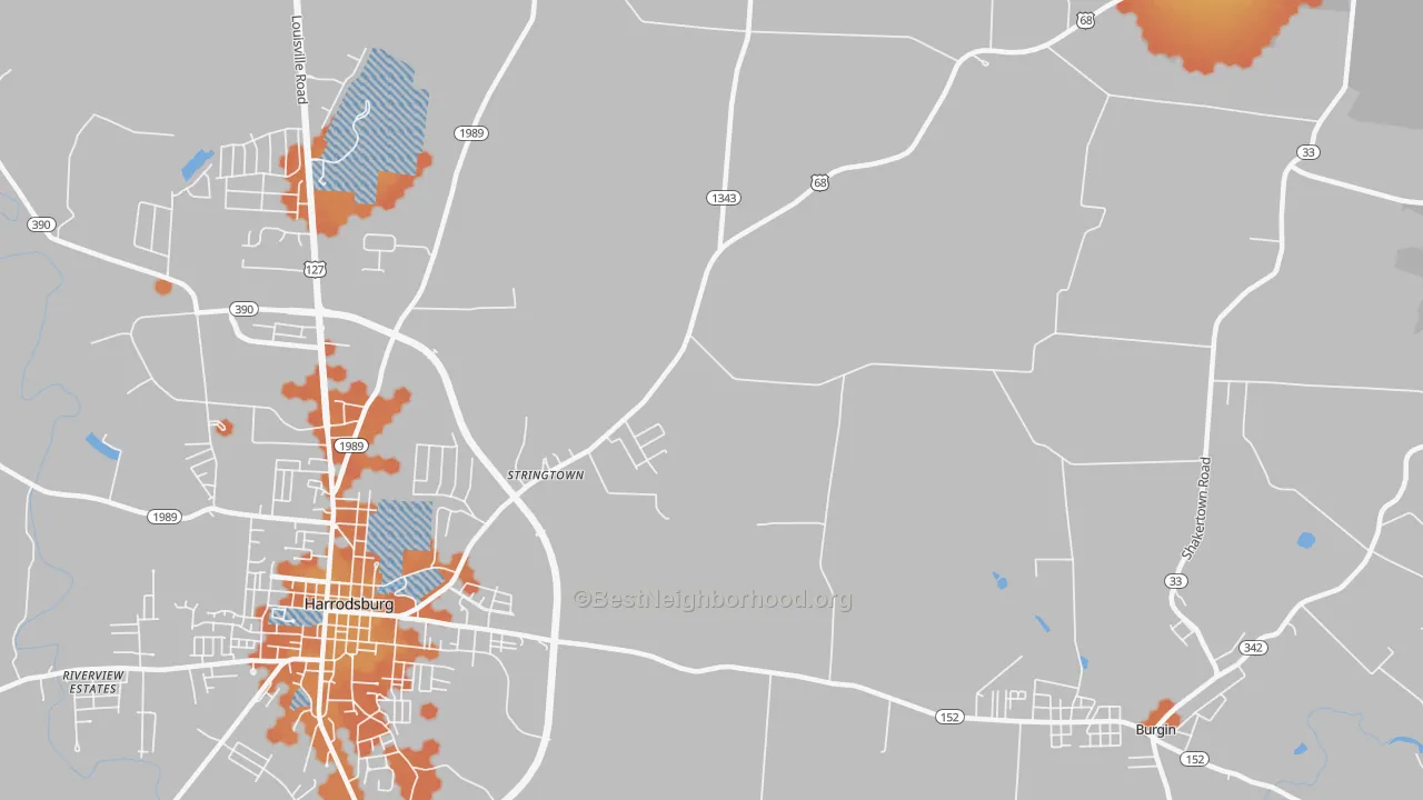 Bike Grade map of Stringtown, KY