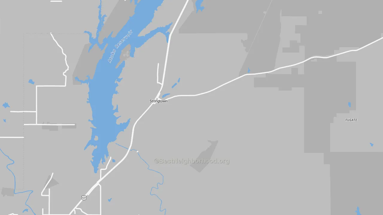 Bike Grade map of Stringtown, OK