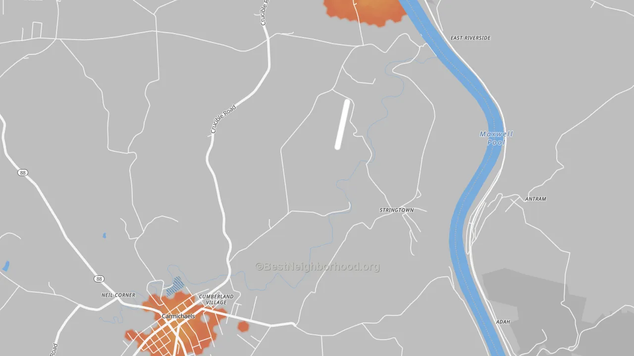 Bike Grade map of Stringtown, PA