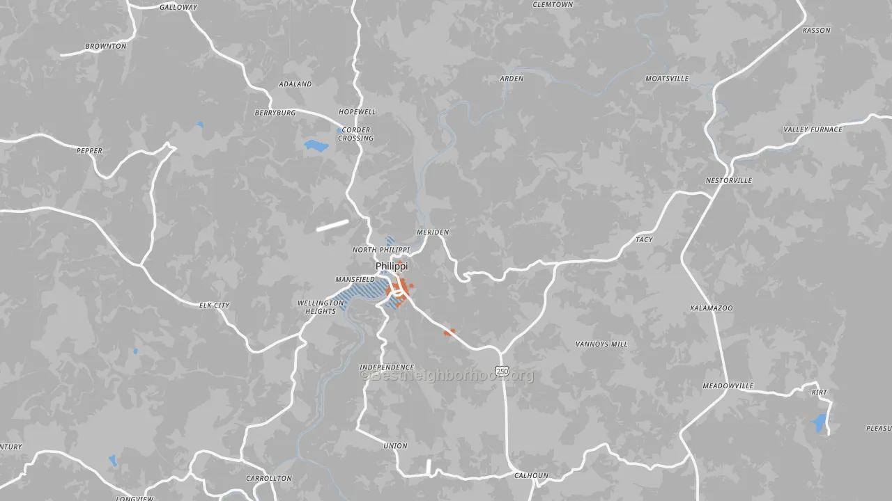 Bike Grade map of Stringtown, WV