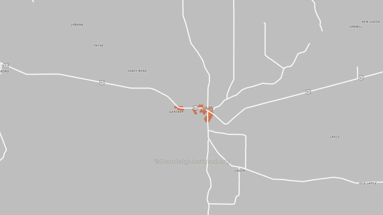 Bike Grade map of Strong, AR