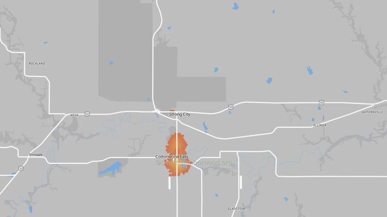Bike Grade map of Strong City, KS