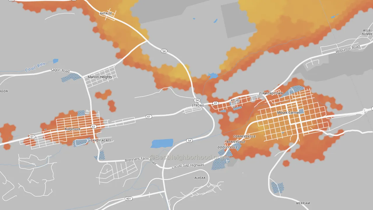 Bike Grade map of Strong, PA