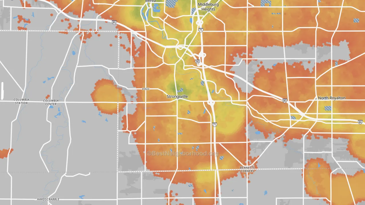 Bike Grade map of Strongsville, OH