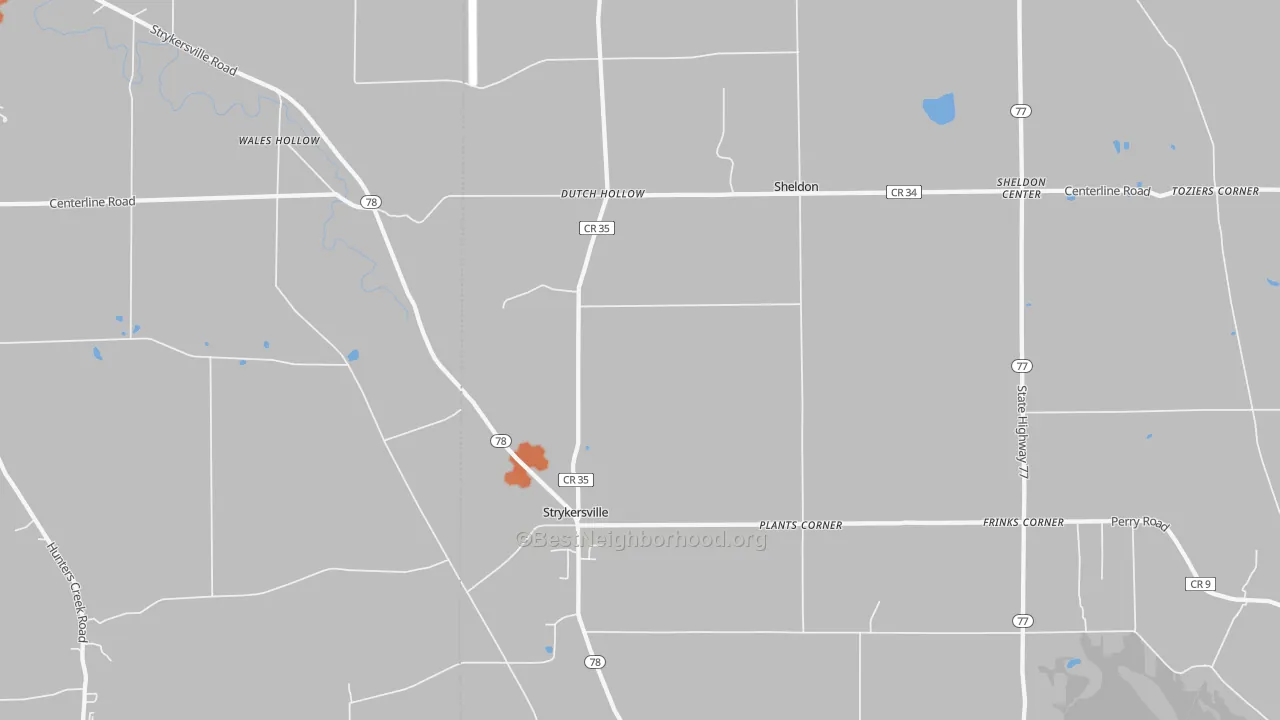 Bike Grade map of Strykersville, NY