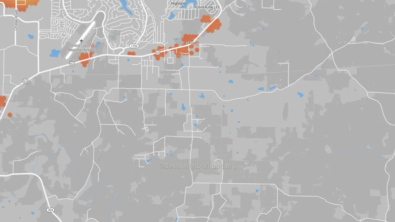 Bike Grade map of Stuart, AR