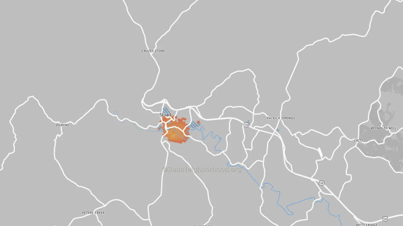 Bike Grade map of Stuart, VA