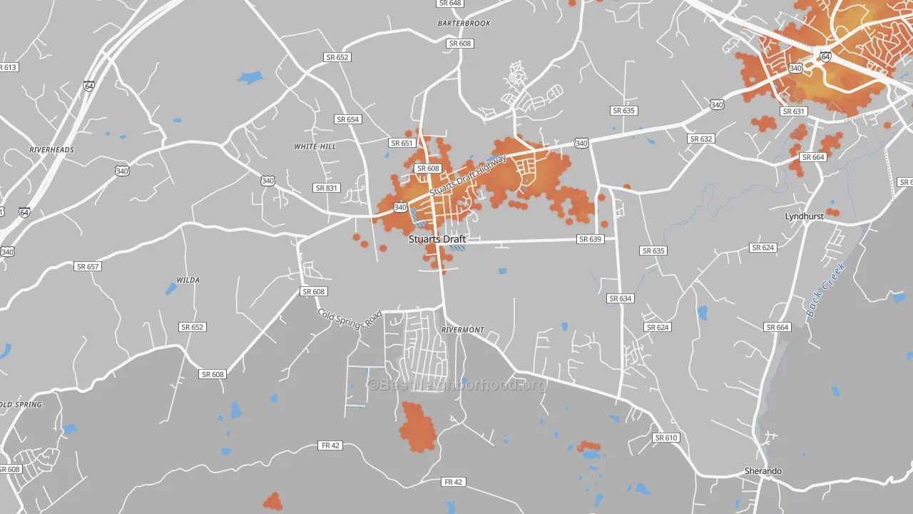 Bike Grade map of Stuarts Draft, VA