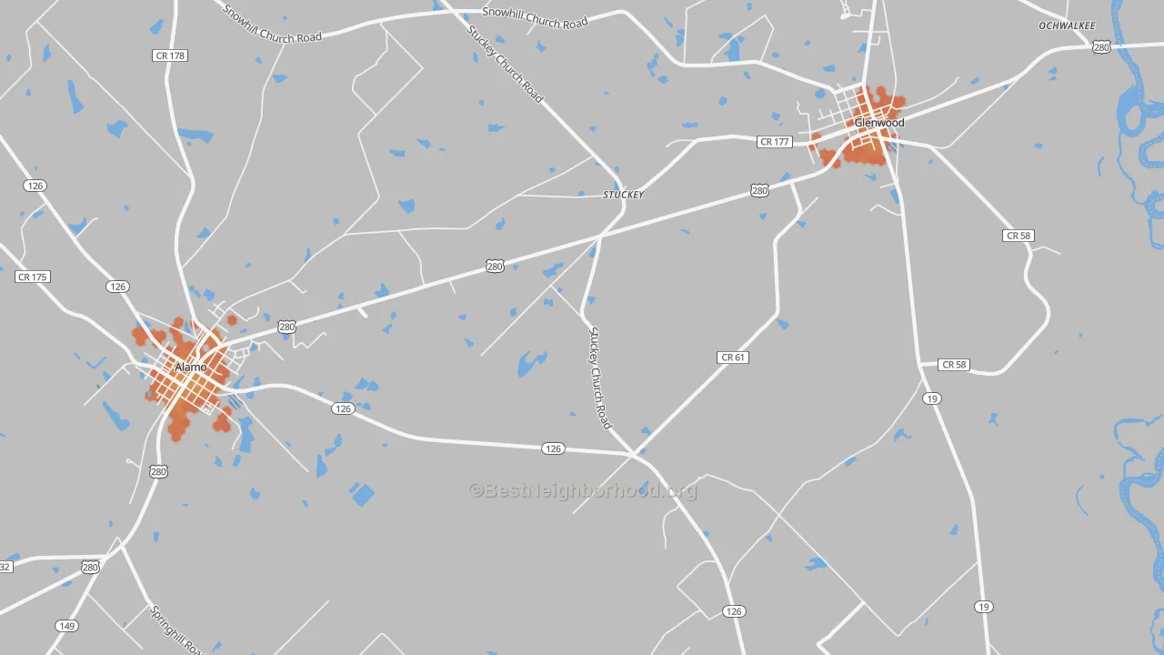 Bike Grade map of Stuckey, GA