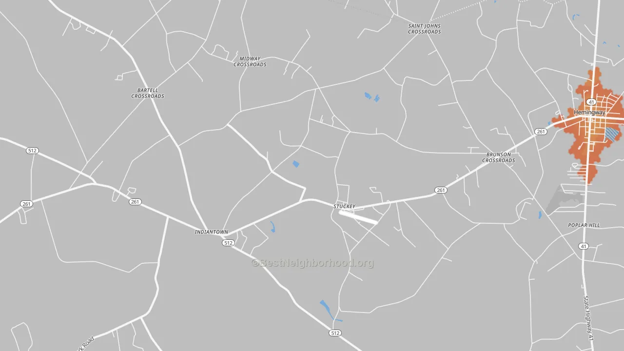Bike Grade map of Stuckey, SC