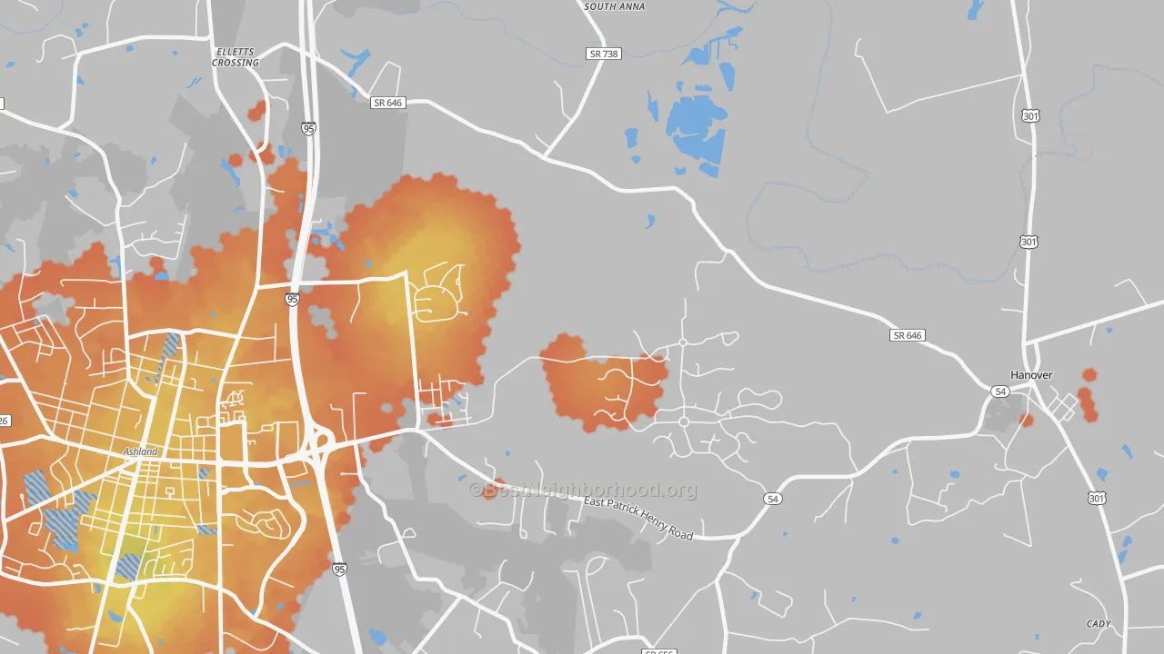 Bike Grade map of Studley, VA