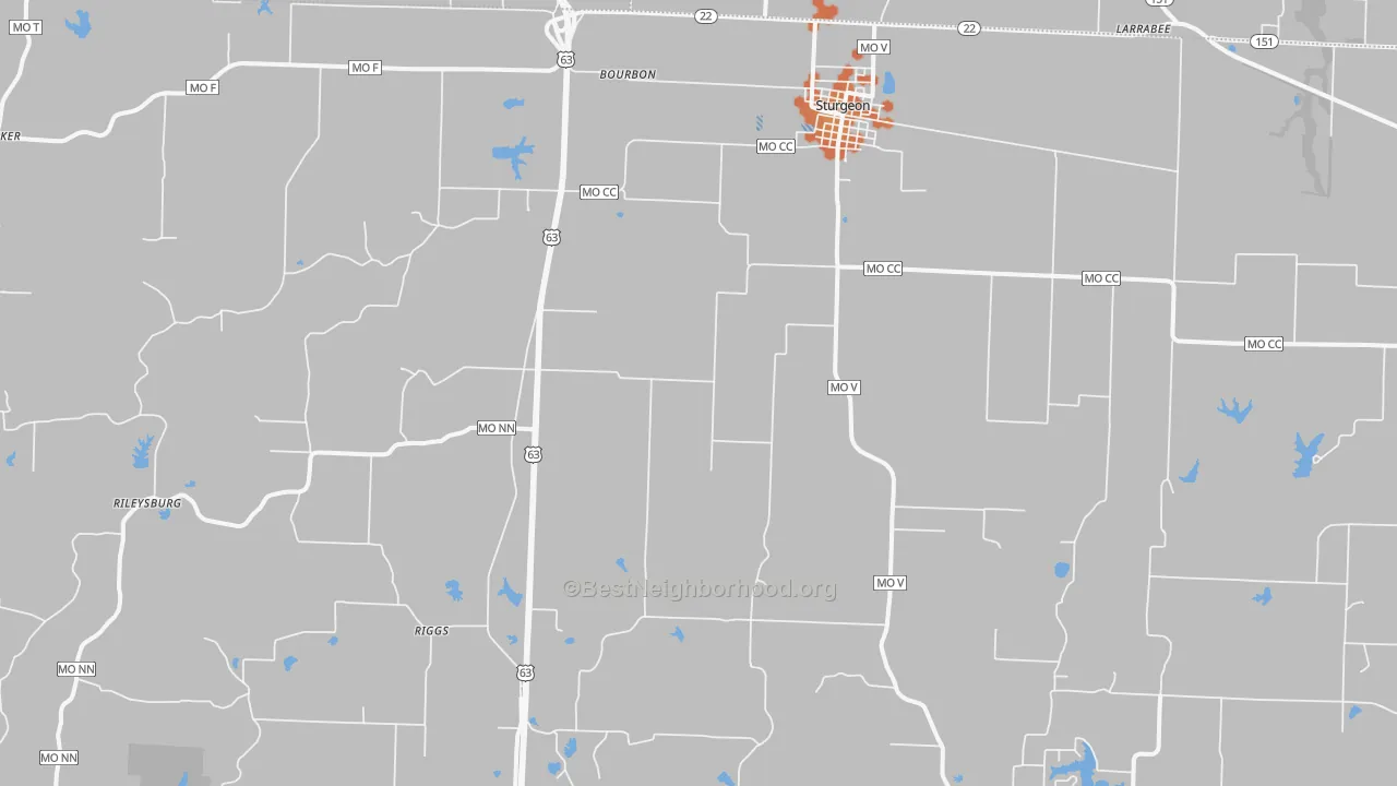 Bike Grade map of Sturgeon, MO