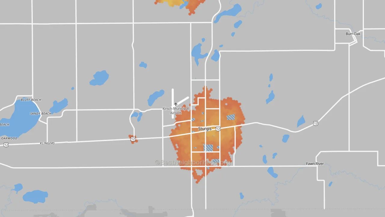 Bike Grade map of Sturgis, MI