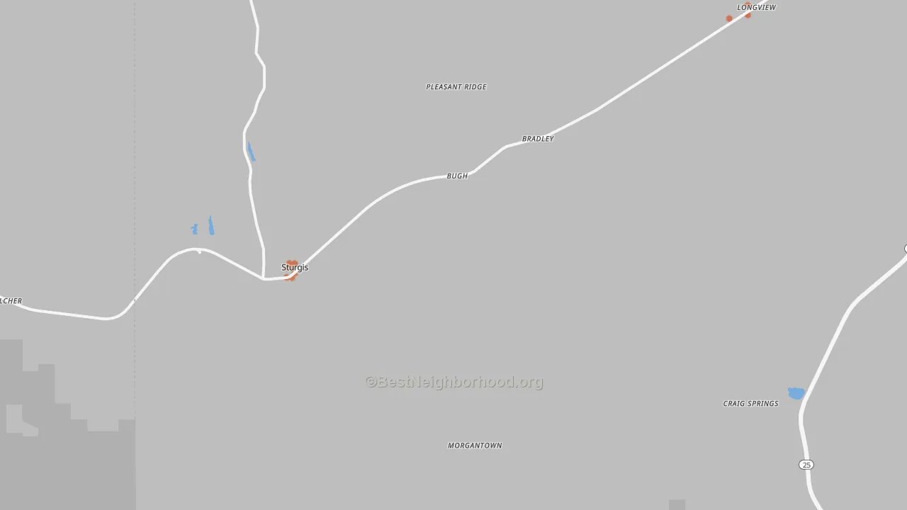 Bike Grade map of Sturgis, MS
