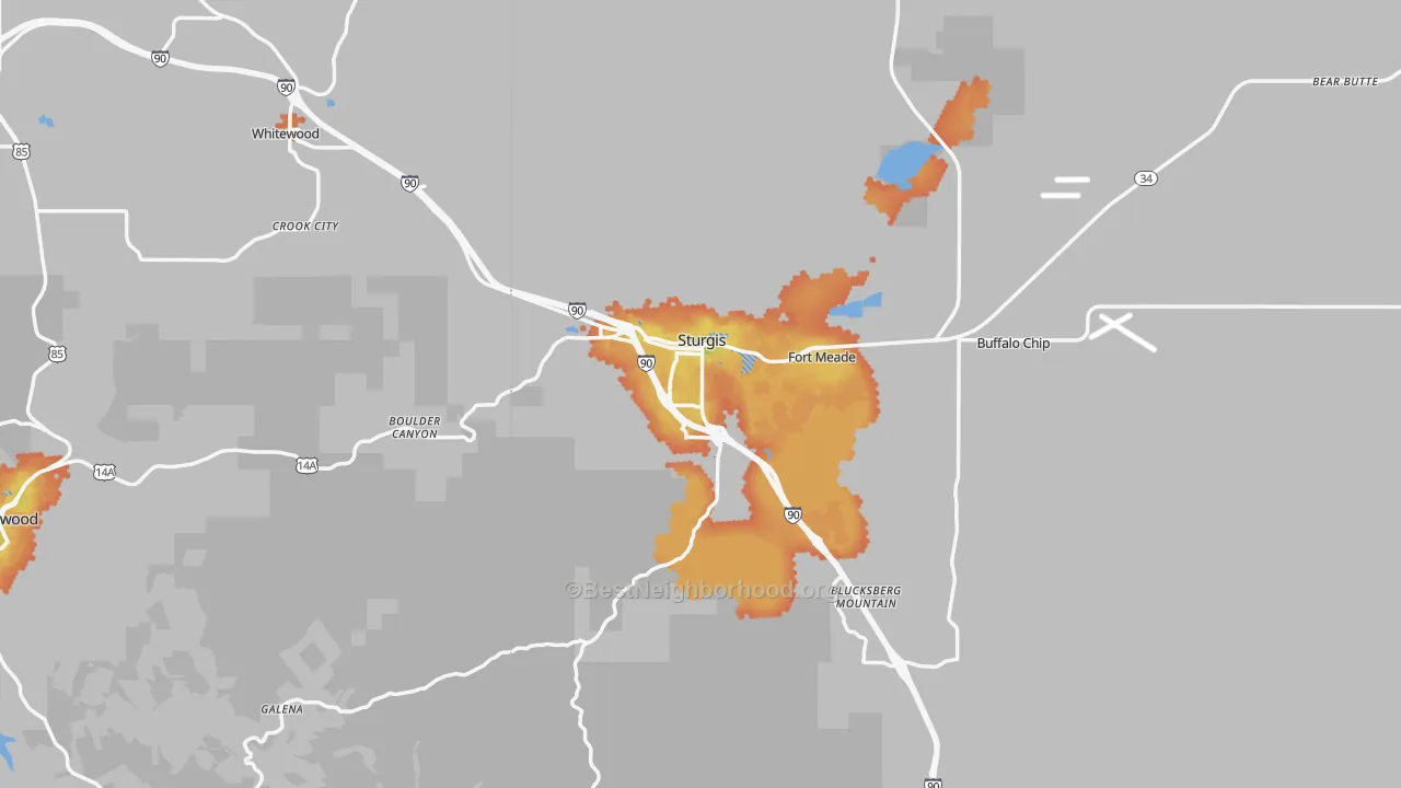 Bike Grade map of Sturgis, SD