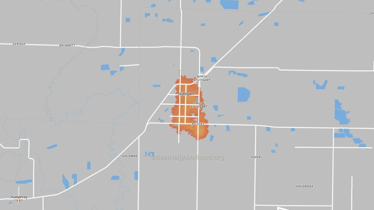 Bike Grade map of Stuttgart, AR