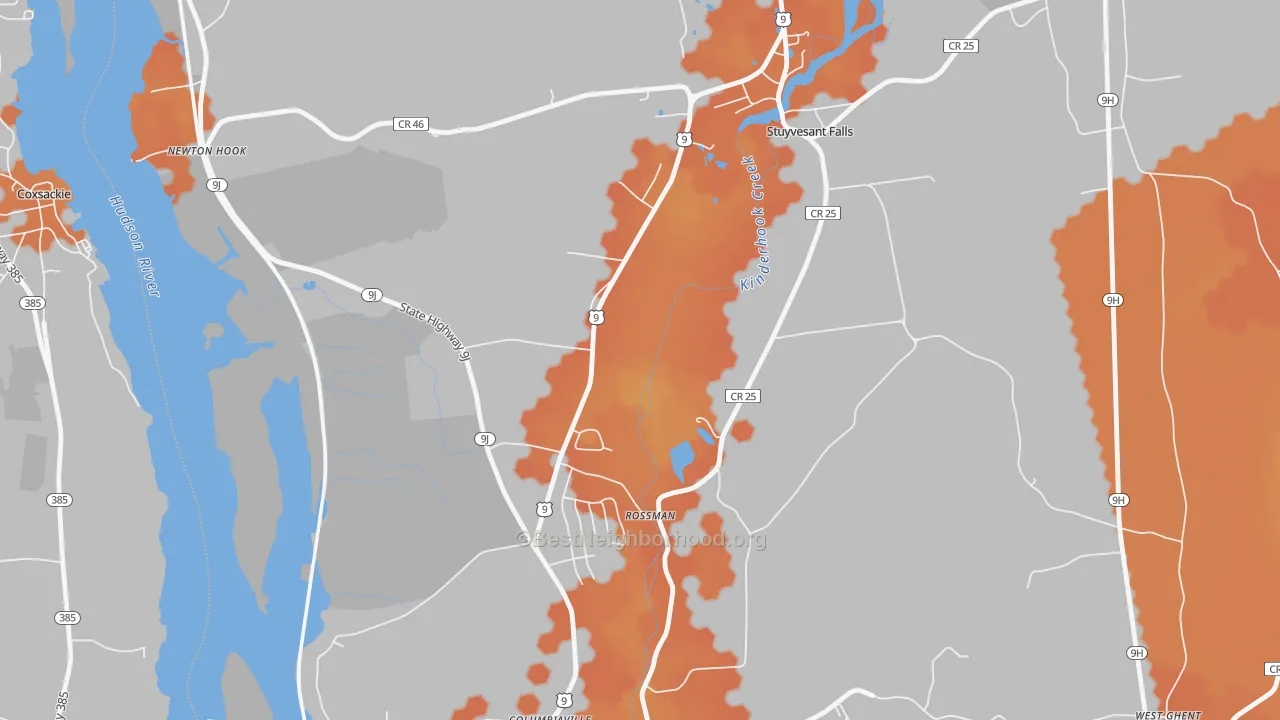 Bike Grade map of Stuyvesant Falls, NY