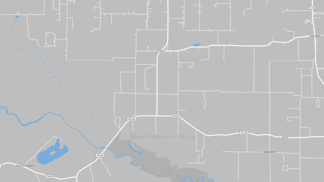 Bike Grade map of Styx, TX