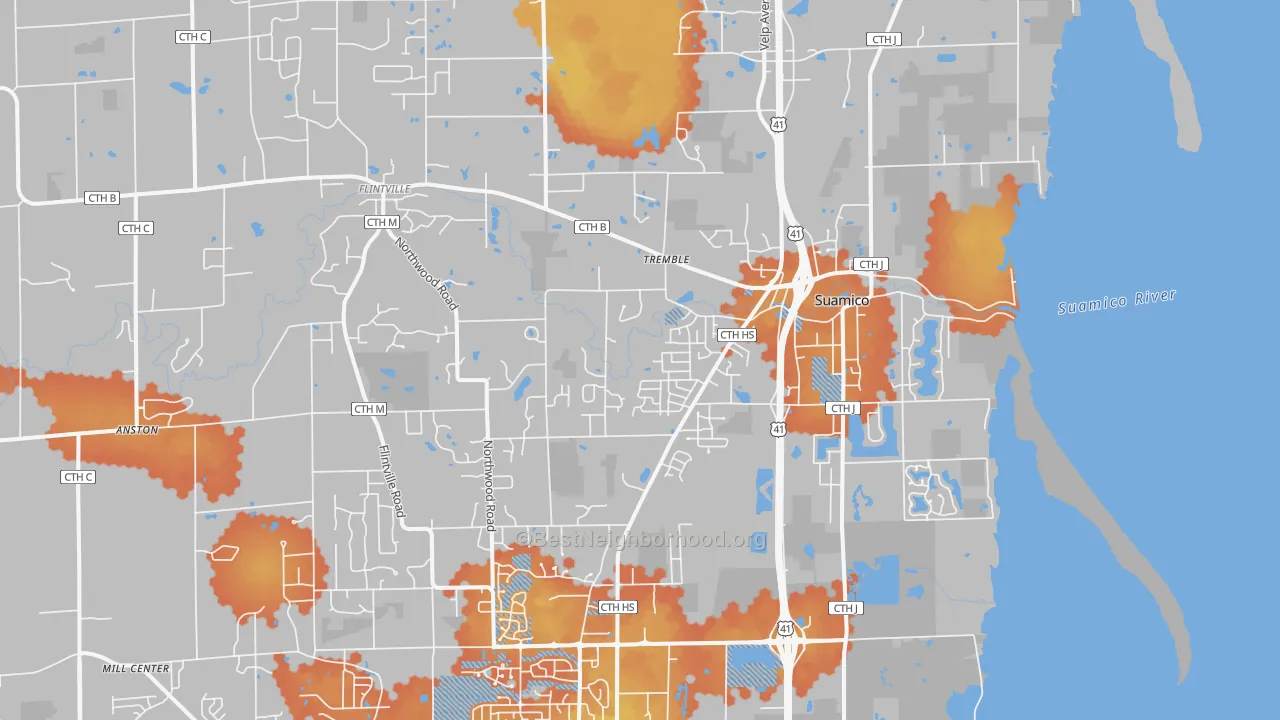 Bike Grade map of Suamico, WI