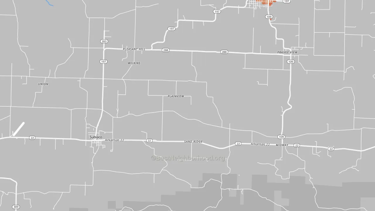 Bike Grade map of Subiaco, AR