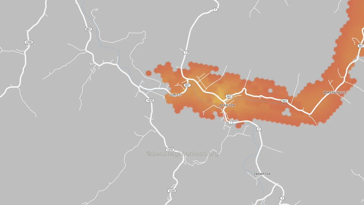 Bike Grade map of Sublett, KY