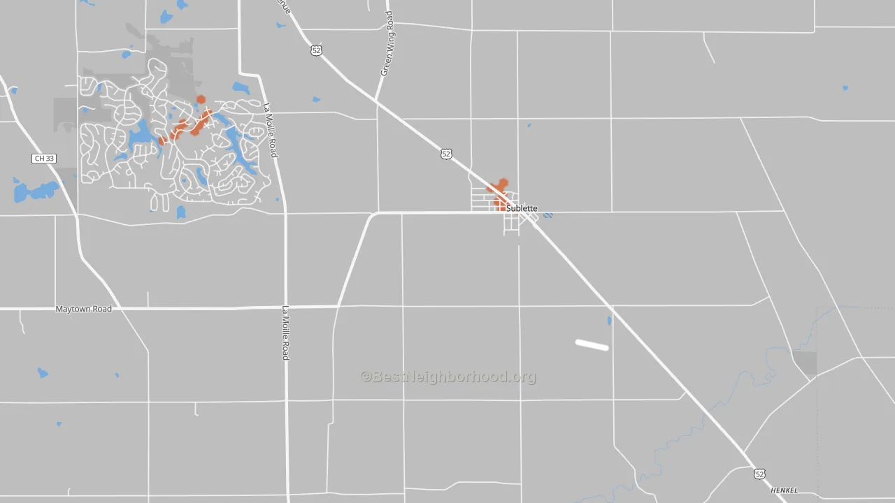 Bike Grade map of Sublette, IL