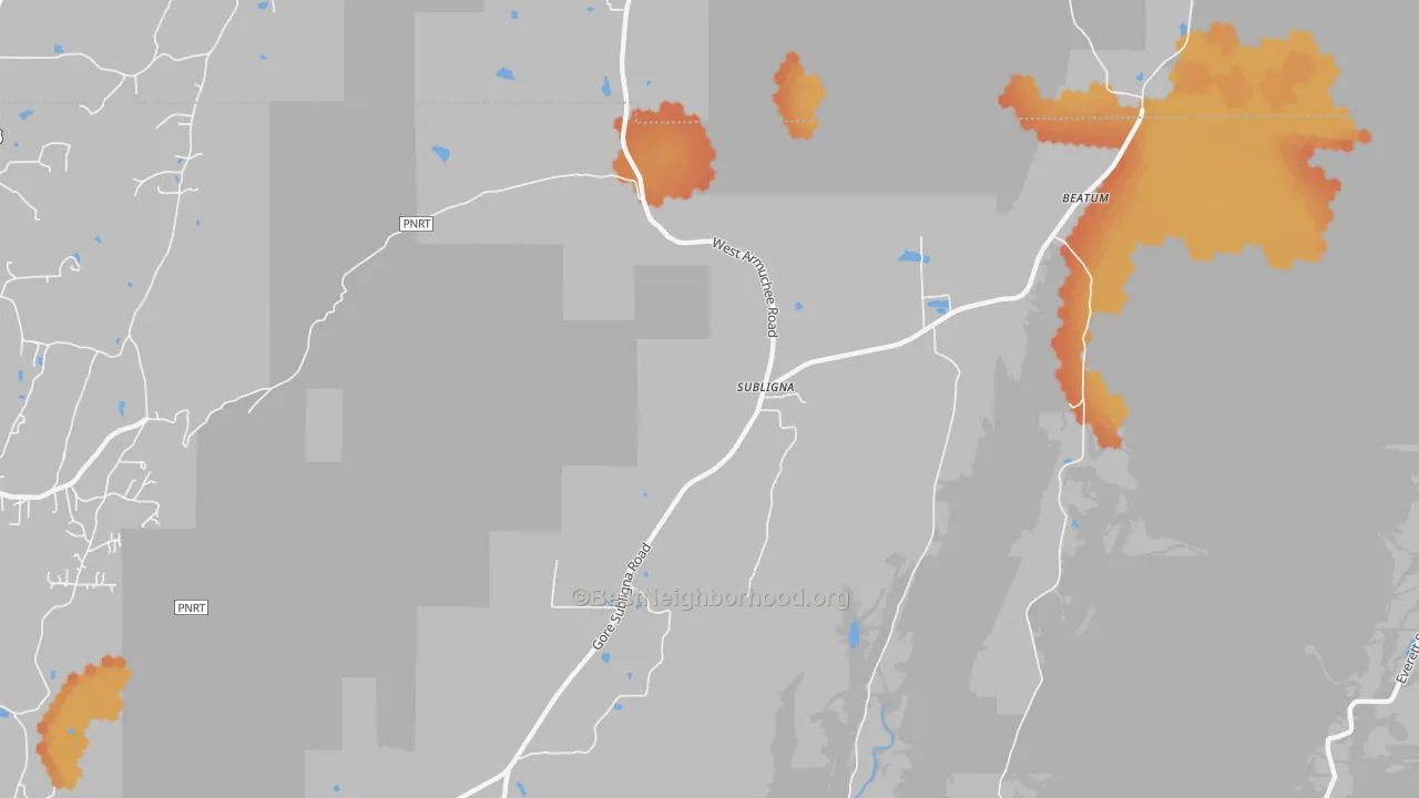 Bike Grade map of Subligna, GA