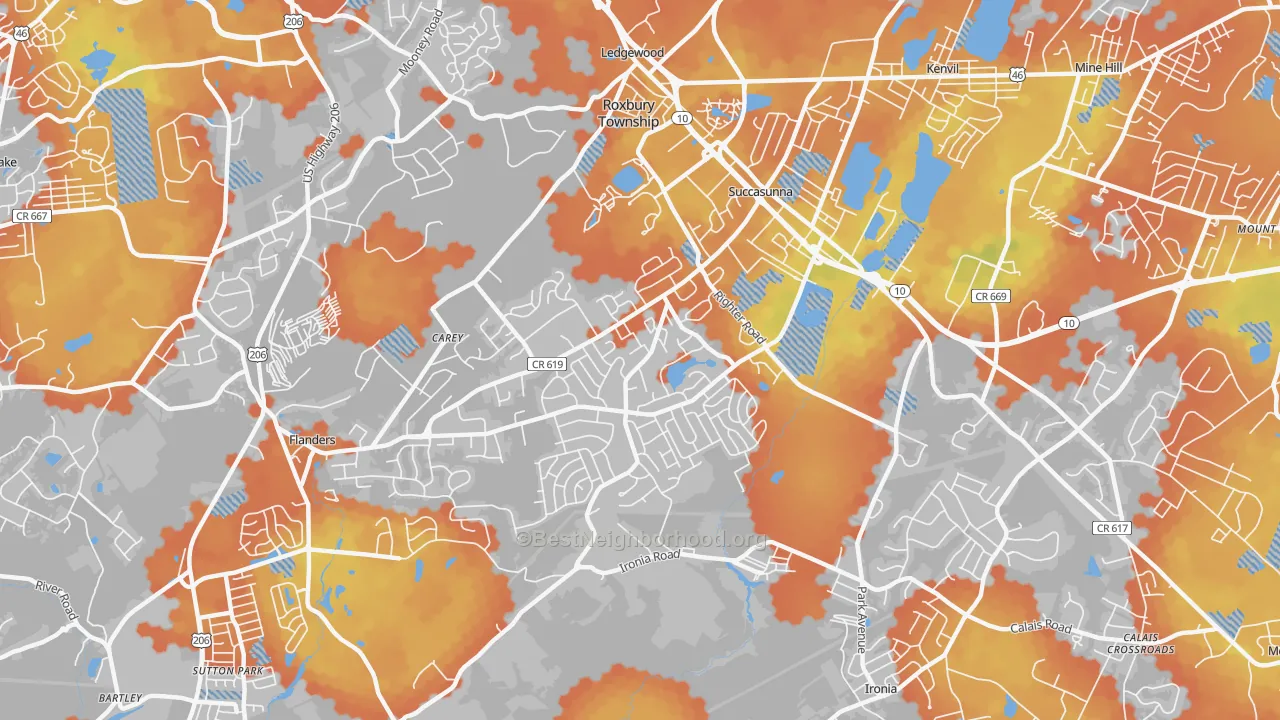 Bike Grade map of Succasunna, NJ