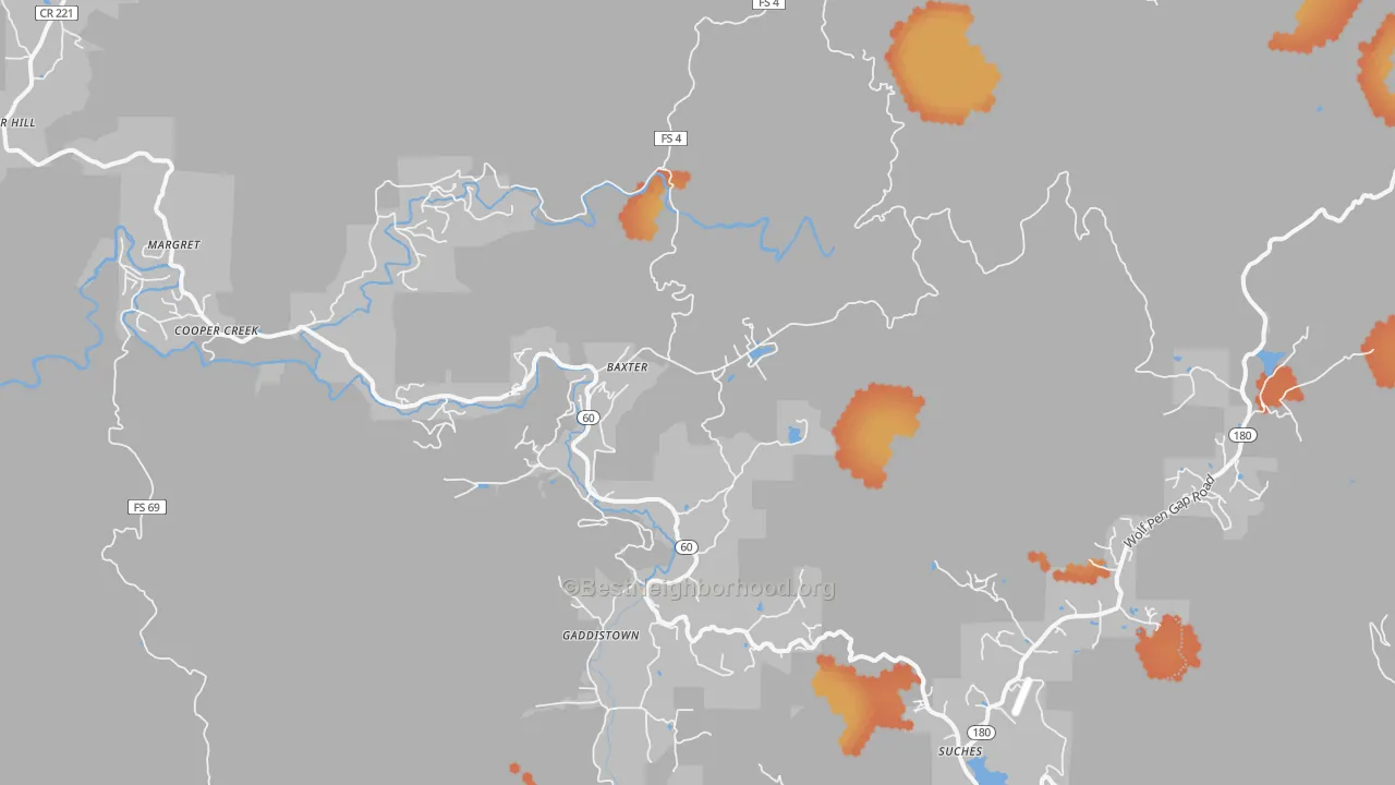 Bike Grade map of Suches, GA